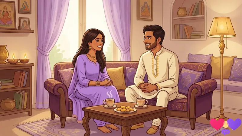 happy-indian-couple-having-tea-and-conversation-first-meeting